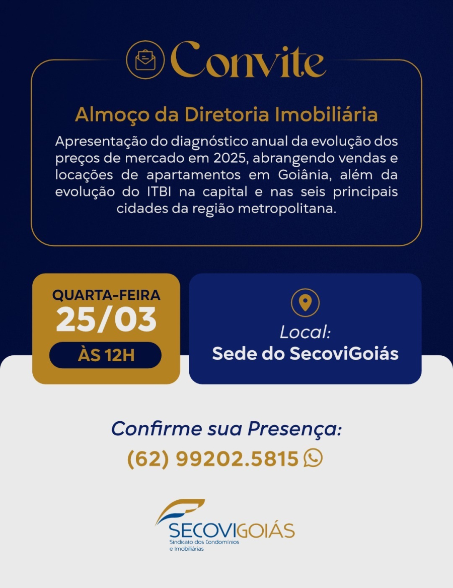 Secovi e 62 Imóveis apresentam diagnóstico anual de revenda e aluguel de imóveis em Goiás